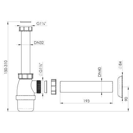 Bruckner - vaskpropp DN40 vit