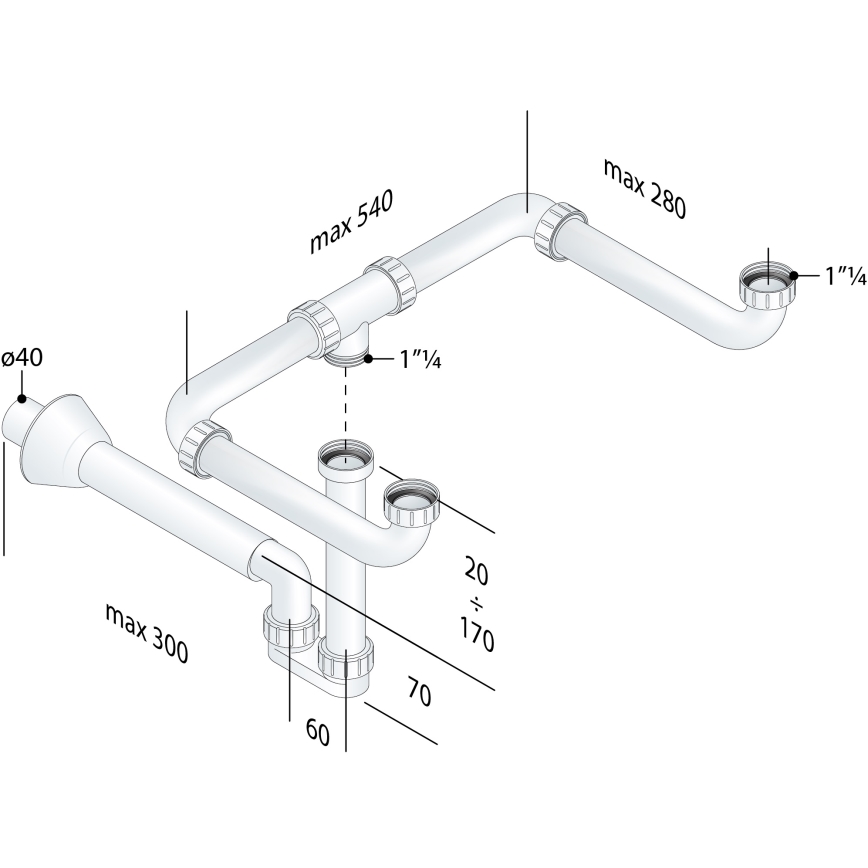 Bruckner - vaskpropp för dubbelt tvättställ möbler MOSQUITO DN40 vit