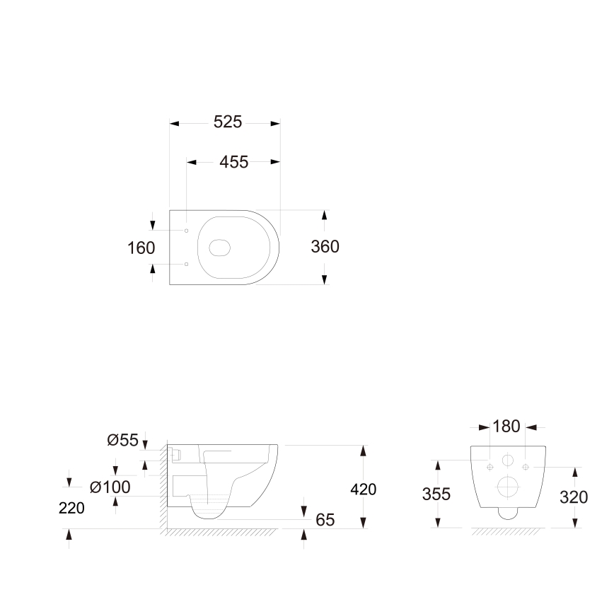 Bruckner - Vägghängt WC Vortex Rimless FULDA keramik/vit