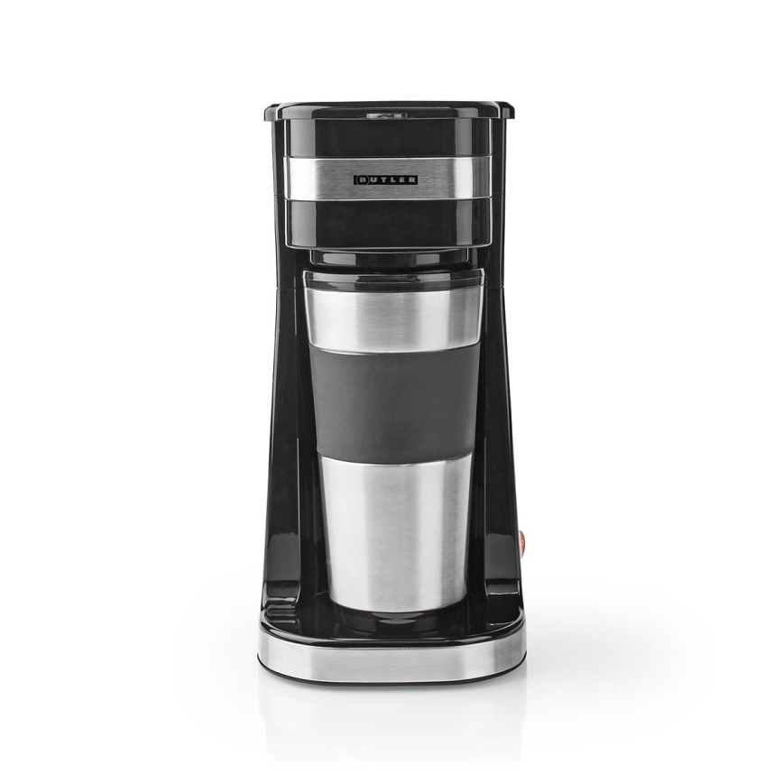 Butler - Kaffebryggare för en kopp 0,4 l med resmugg 750 W/230 V rostfritt stål/svart