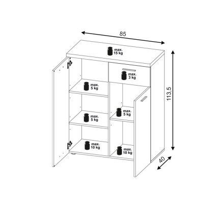 Byrå BRUNO ek sonoma/vit