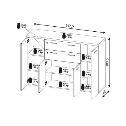 Byrå BRUNO sonoma-ek/vit