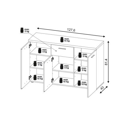 Byrå BRUNO sonoma-ek/vit