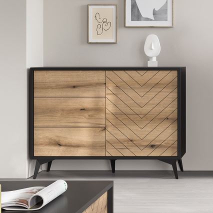 Byrå DIAMOND 77x104 cm svart/ek evoke