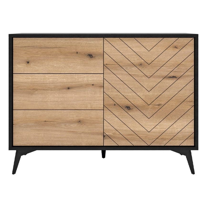 Byrå DIAMOND 77x104 cm svart/ek evoke