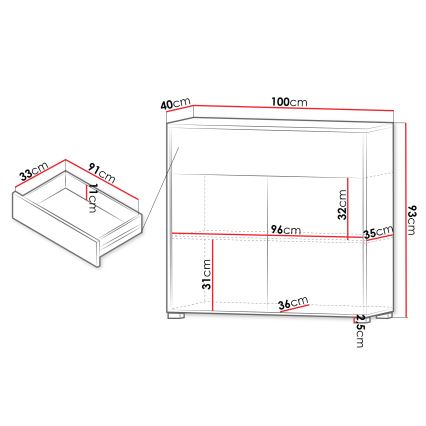 Byrå GESITA 93x100 cm ek Cremona