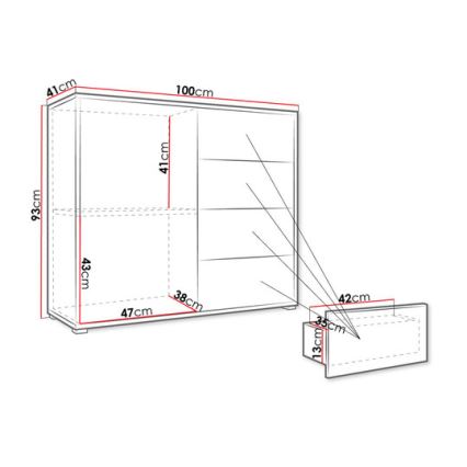Byrå GESITA 93x41 cm vit