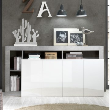 Byrå LENOR 184x93x42 cm vit/grå med betongfinish