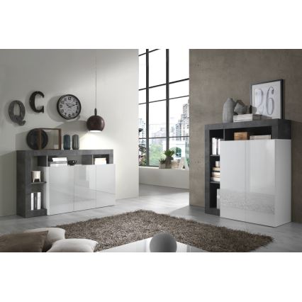 Byrå LENOR vit/antracit