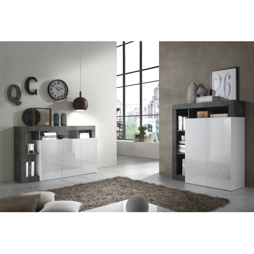 Byrå LENOR vit/antracit