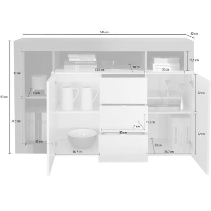 Byrå LENOR vit/antracit