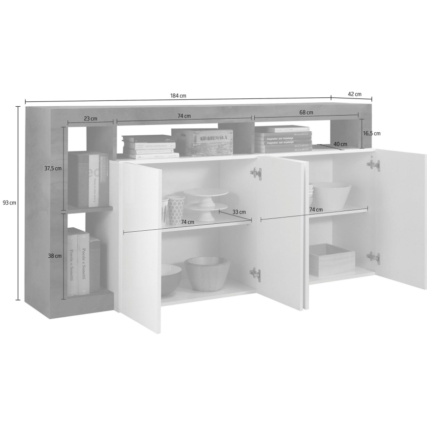 Byrå LENOR vit/antracit