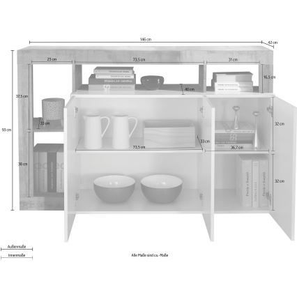 Byrå LENOR vit/brun