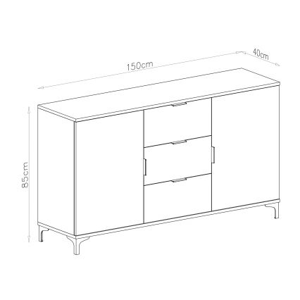 Byrå LORA med lådor och dörrar, beige