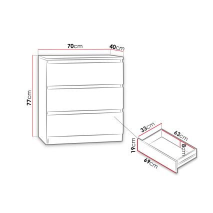 Byrå MALWA 77x70 cm svart