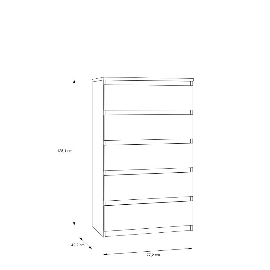 Byrå MAO med lådor i artisan-ek