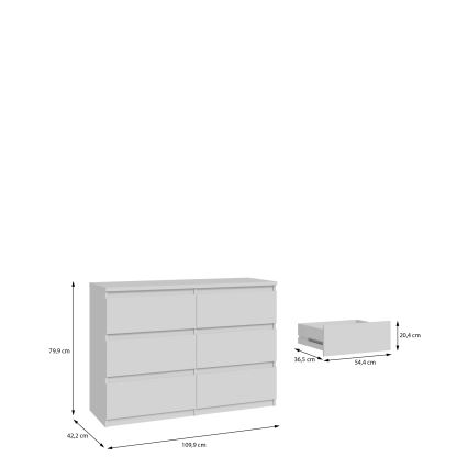 Byrå MAO med lådor, vit