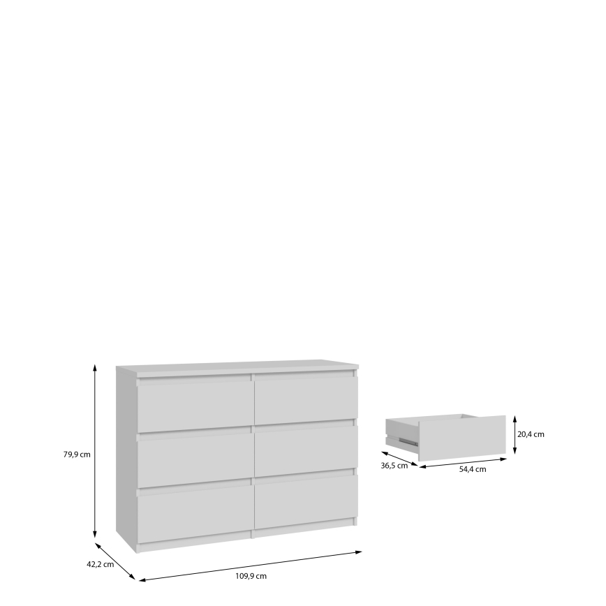 Byrå MAO med lådor, vit