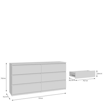 Byrå MAO med lådor, vit