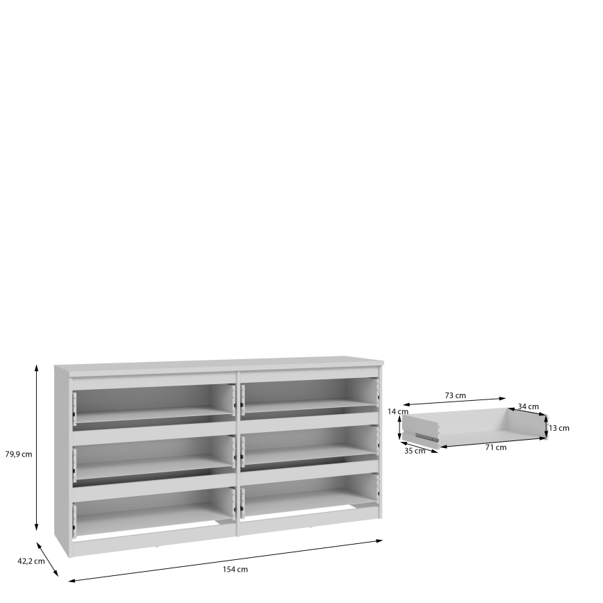Byrå MAO med lådor, vit