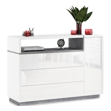 Byrå med låda FRED vit/grå