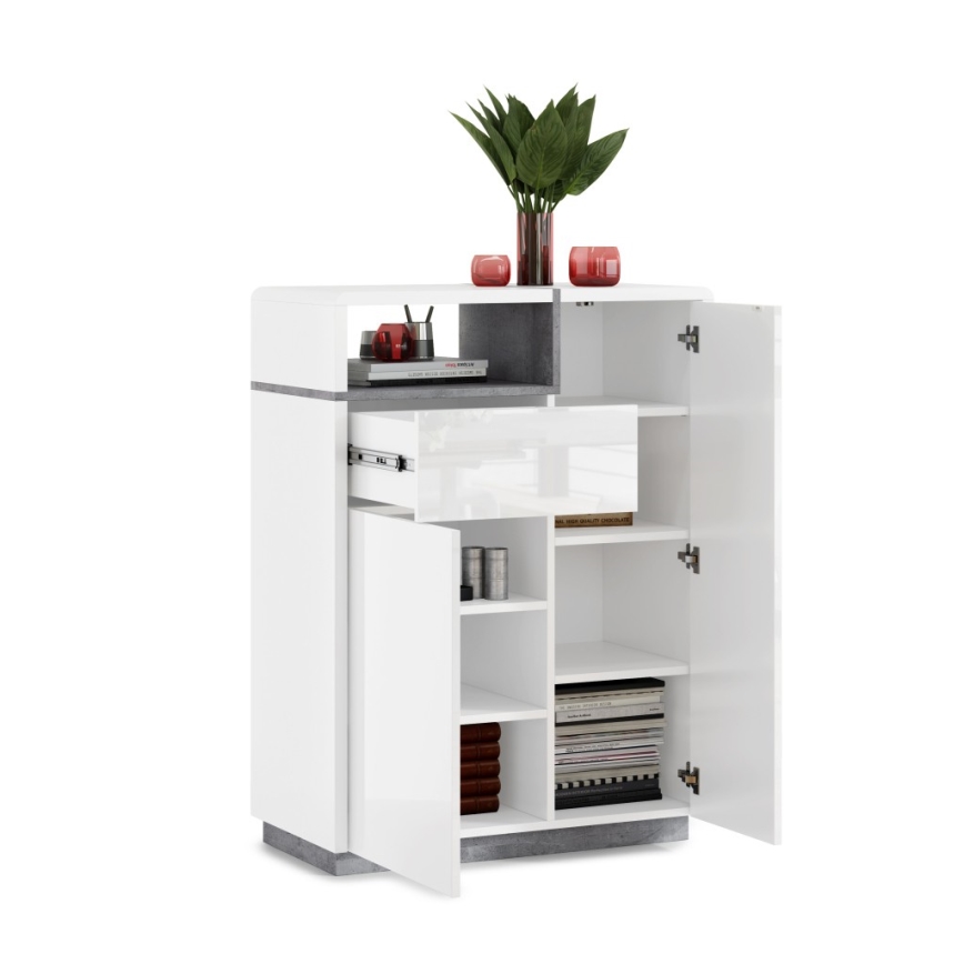 Byrå med låda FRED vit/grå