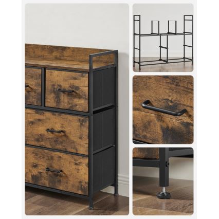 Byrå med lådor KIRA brun/svart