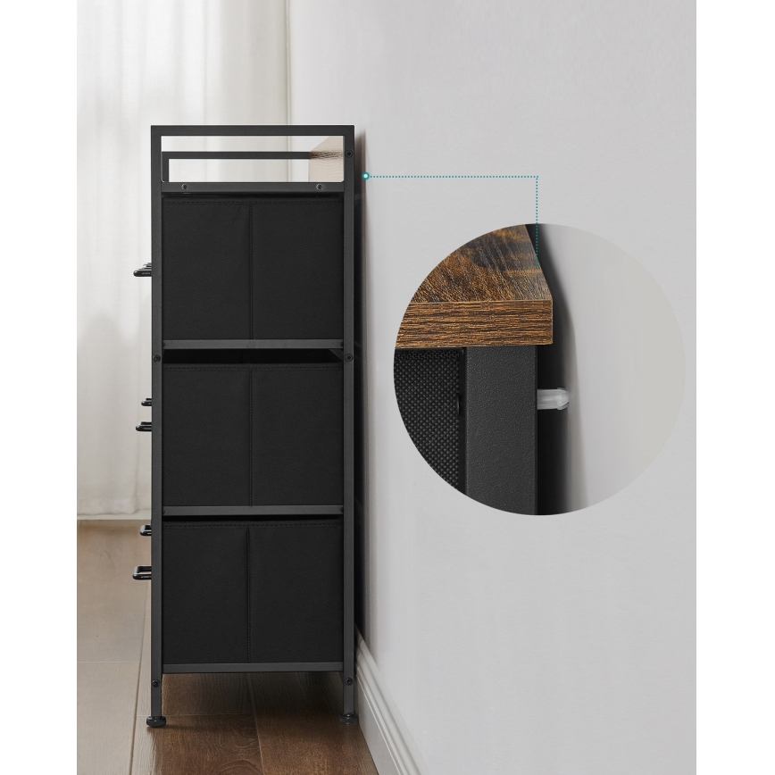 Byrå med lådor KIRA brun/svart