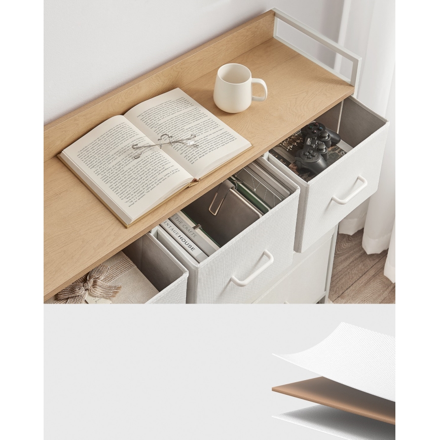 Byrå med lådor KIRA vit/brun