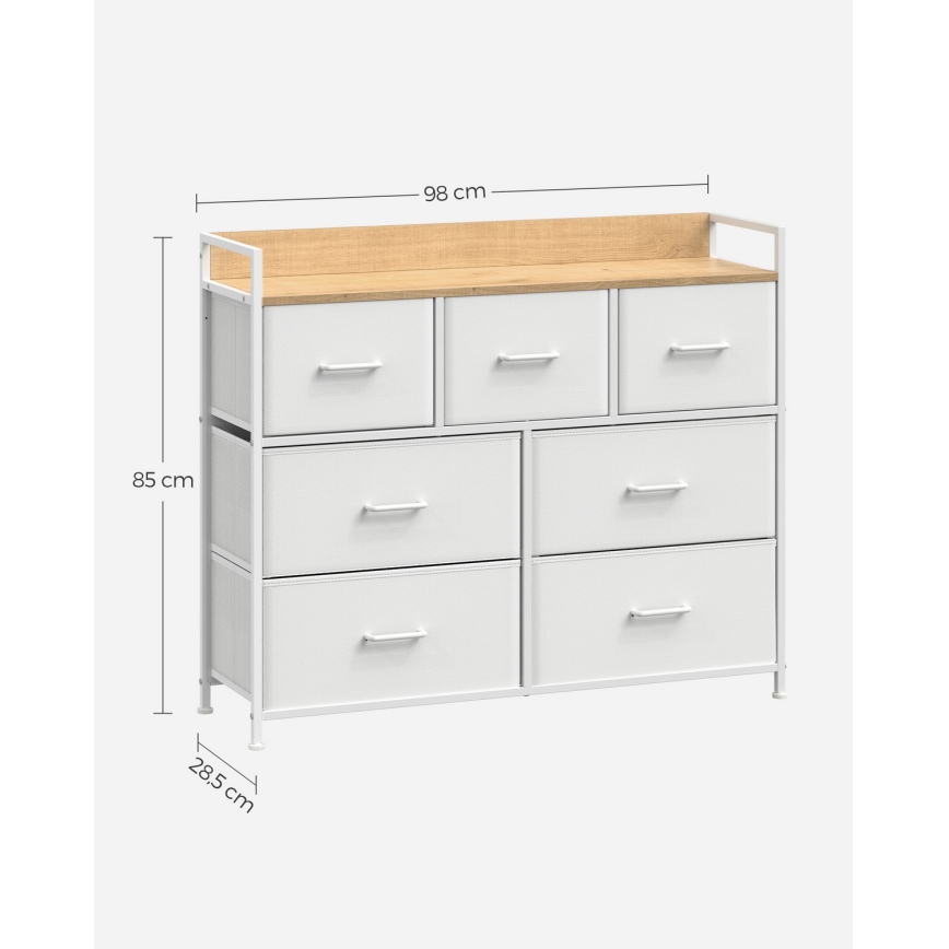 Byrå med lådor KIRA vit/brun