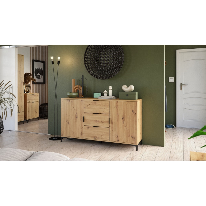 Byrå med lådor och dörrar LORA i artisan-ek