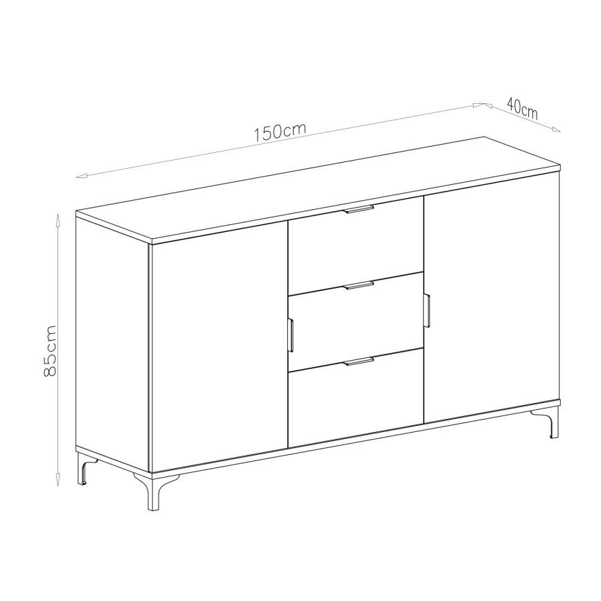 Byrå med lådor och dörrar LORA i artisan-ek