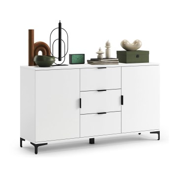 Byrå med lådor och dörrar LORA vit