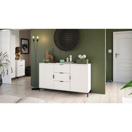 Byrå med lådor och dörrar LORA vit