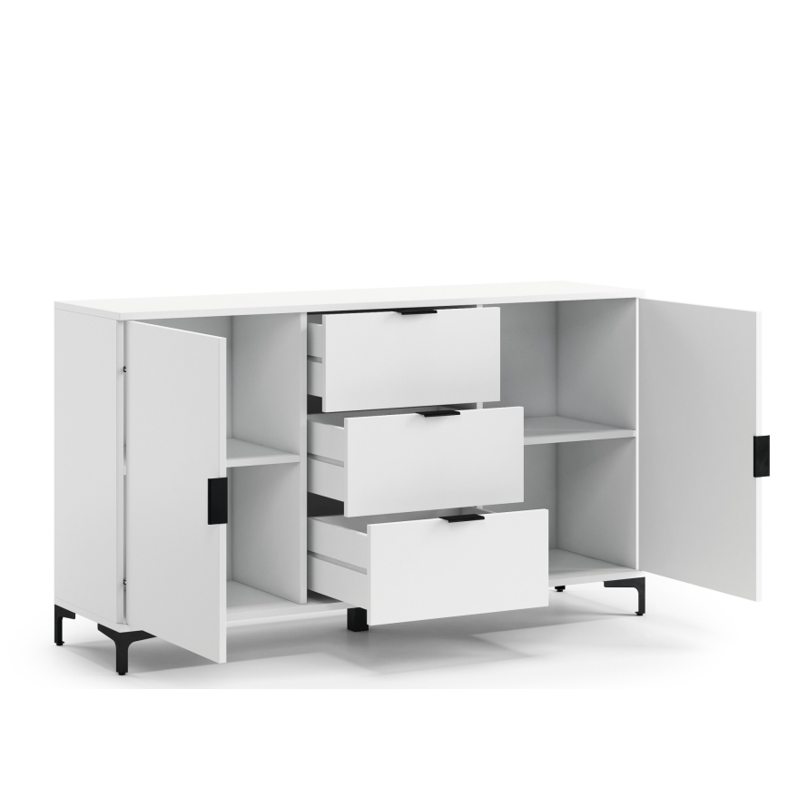 Byrå med lådor och dörrar LORA vit