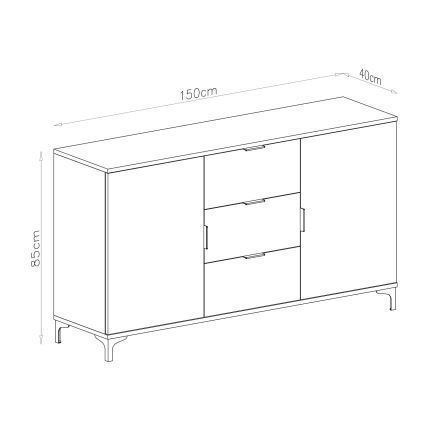 Byrå med lådor och dörrar LORA vit