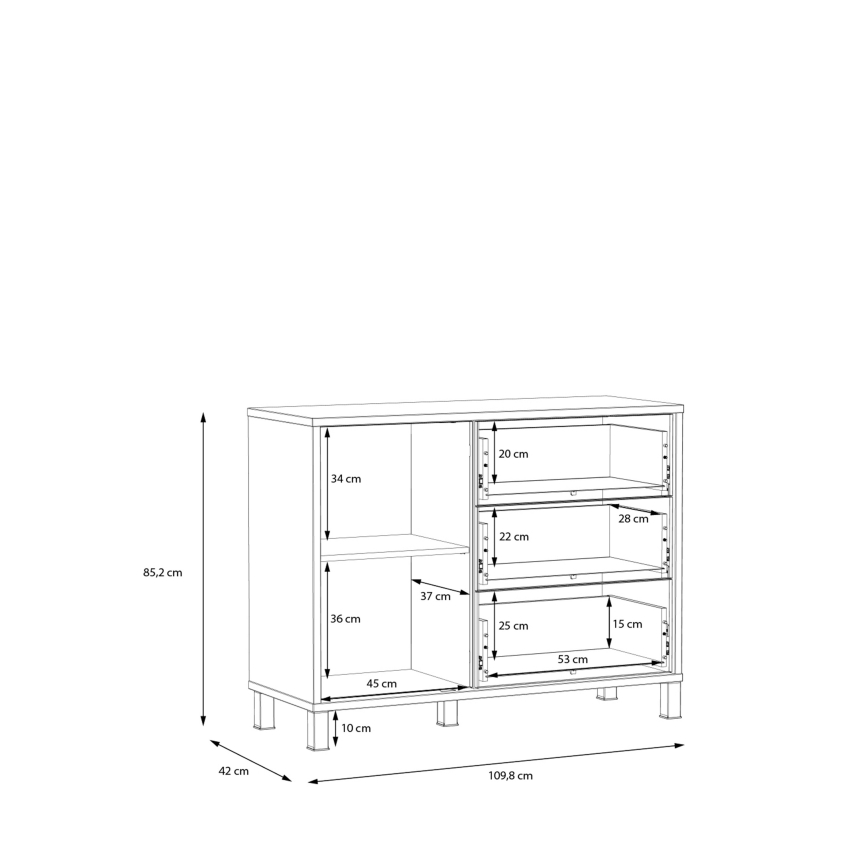 Byrå med lådor OREN brun/svart