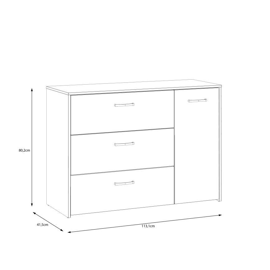 Byrå med lådor URO ek artisan/ vit