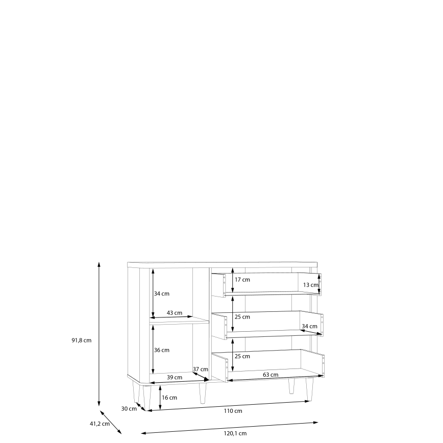 Byrå med lådor VIRO brun/beige