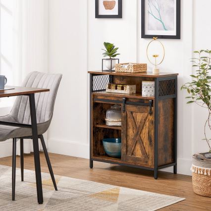 Byrå med skjutdörr FIRA brun/svart