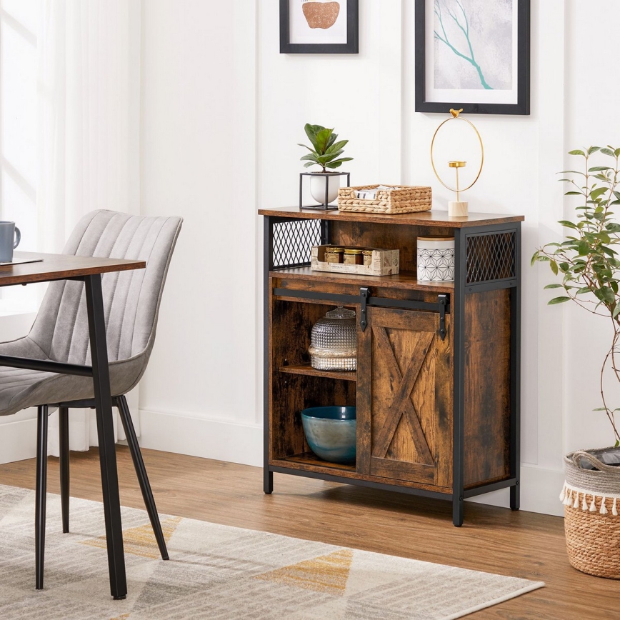 Byrå med skjutdörr FIRA brun/svart