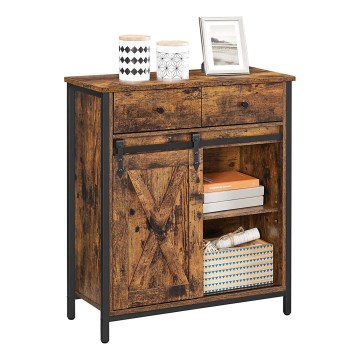 Byrå med skjutdörrar och lådor FIRA brun/svart