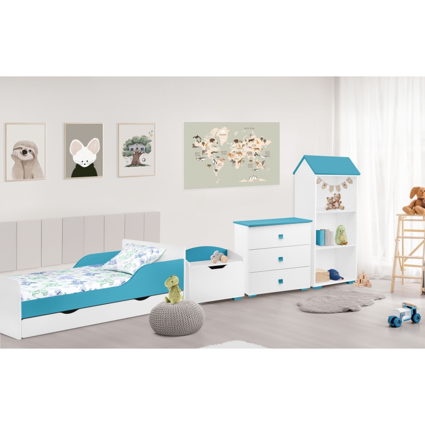 Byrå PABIS 87x83 cm vit/blå