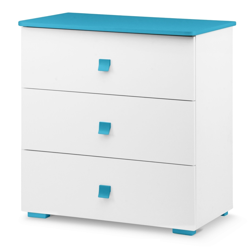 Byrå PABIS 87x83 cm vit/blå