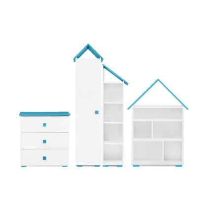 Byrå PABIS 87x83 cm vit/blå