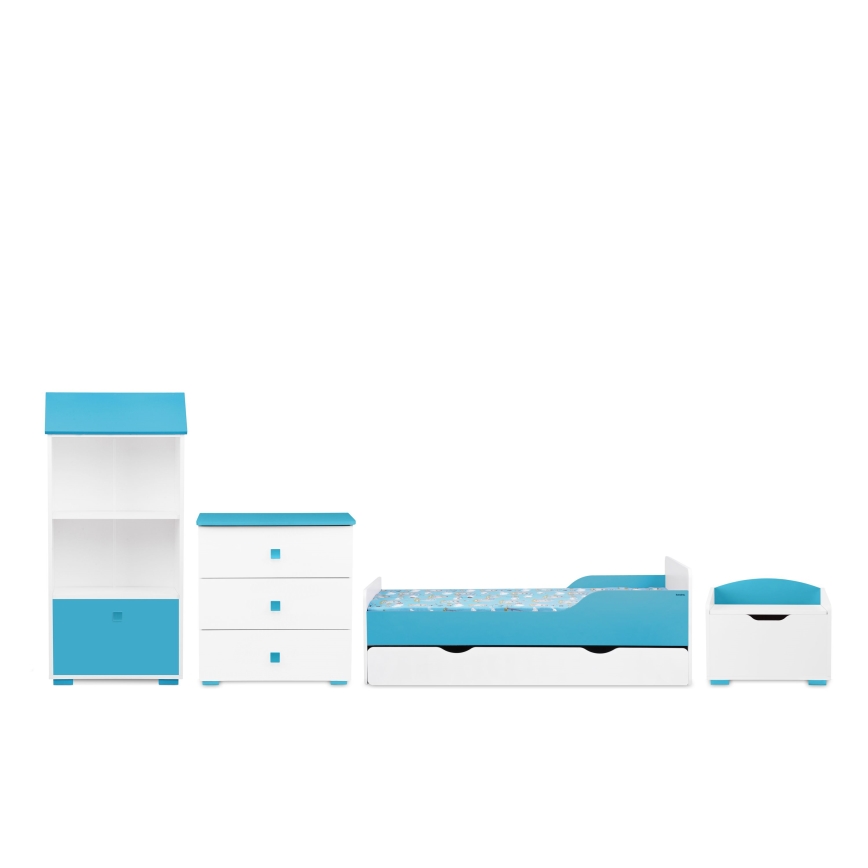 Byrå PABIS 87x83 cm vit/blå