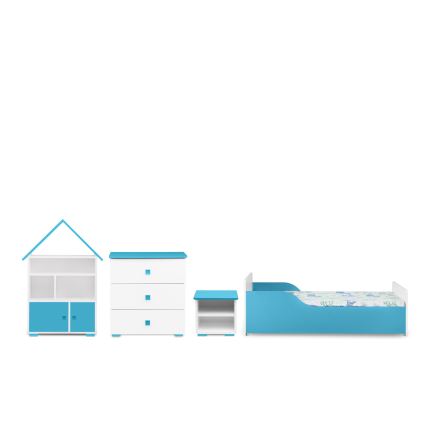 Byrå PABIS 87x83 cm vit/blå