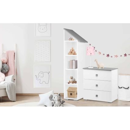 Byrå PABIS 87x83 cm vit/grå