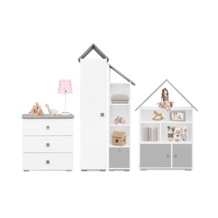 Byrå PABIS 87x83 cm vit/grå