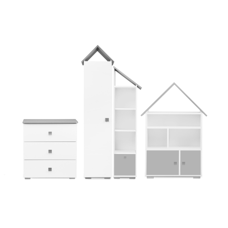 Byrå PABIS 87x83 cm vit/grå